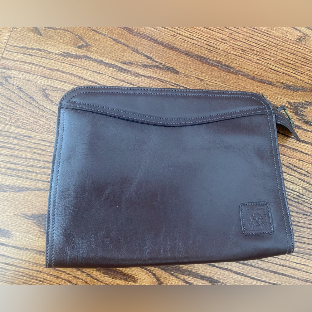 Anne Klein Leather Zip Pouch/Toiletry/Clutch